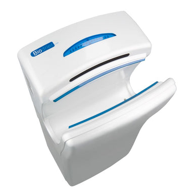 Biodrier business 2 hand dryer in white color at a top angled view
