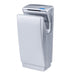 Biodrier business hand dryer in silver color at an angled view