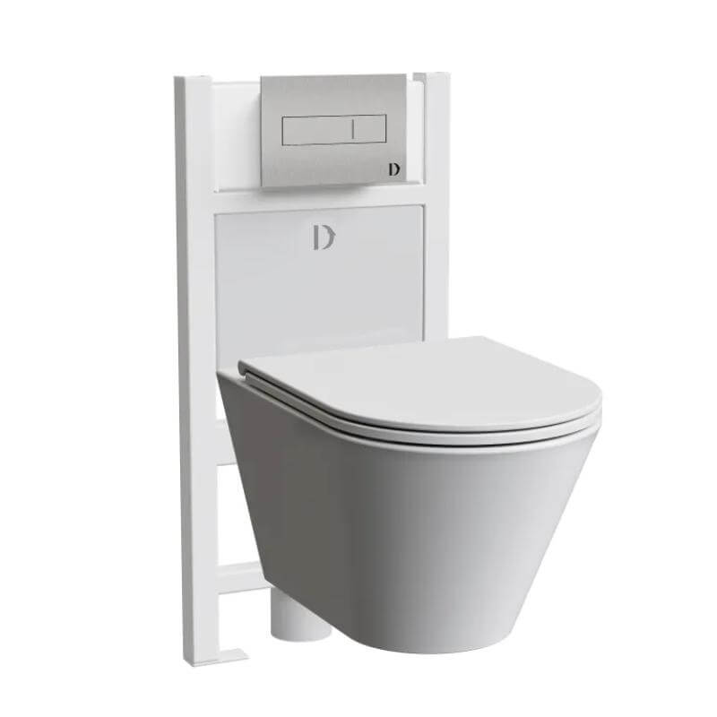 Dolphin Wall Mounted WC Set - Short Frame Pneumatic Image 1