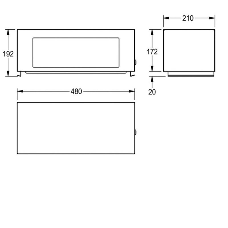 KWC DVS 60L Self Closing Lid Rodan Wall Mounted Open Top Bin Drawing