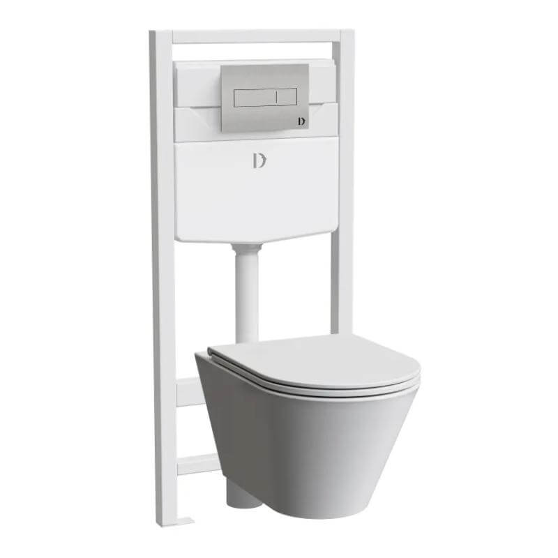 Pneumatic Flush in Ceramic Coating Dolphin Wall Mounted Wc Set