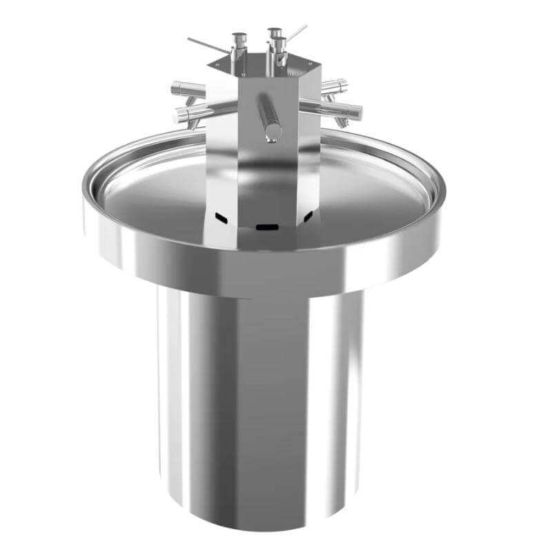 SANX605 6 Person With Self Closing Taps and Soap Dispenser Circular Stainless Steel Washtrough