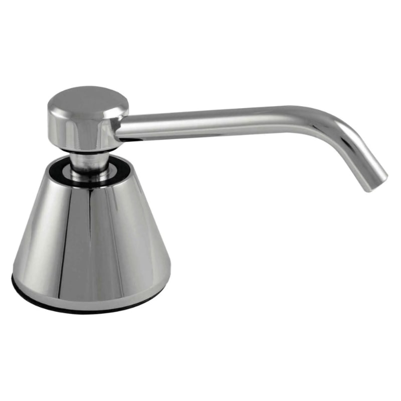 Dolphin counter-mounted soap dispenser with a bent spout, designed for modern bathrooms.