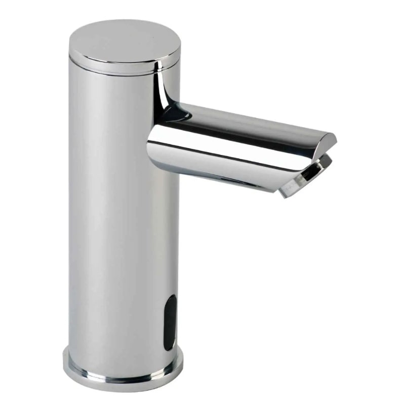 Dolphin infrared sensor tap with no temperature adjustment, sleek and modern touchless design for hygienic use.