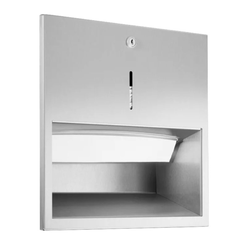 Dolphin Prestige Recessed Paper Towel Dispenser in stainless steel with a sleek and modern design.