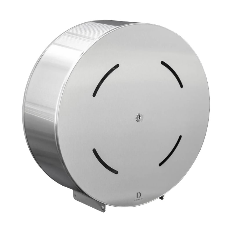 Dolphin Toilet Roll Dispenser mounted on a bathroom wall, sleek and modern design.