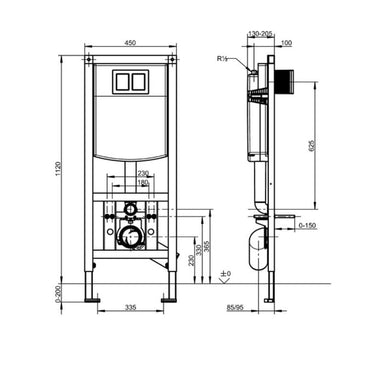 AQFX0006 AquaFix Installation Frame And Cistern For WC Pan Drawing