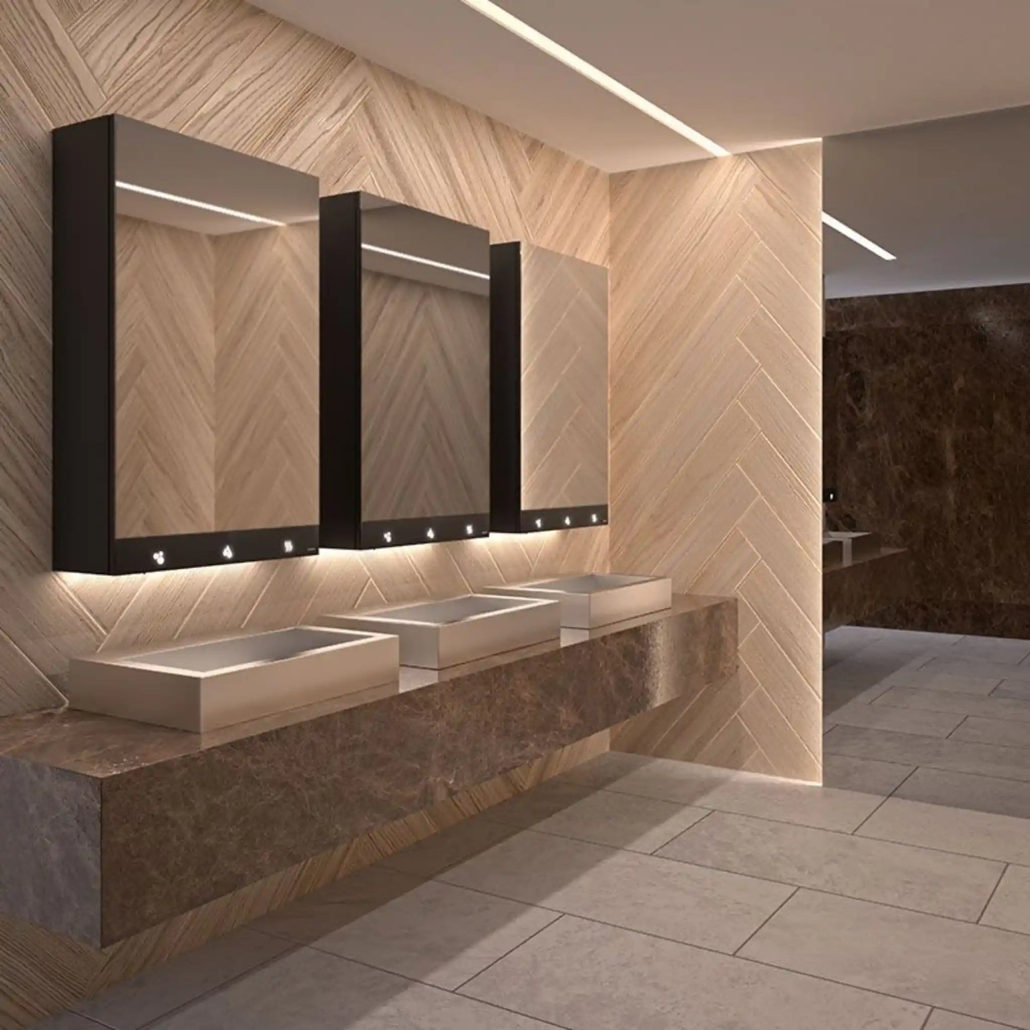 AQUEDUTO Wall Mounted Wash Basin in Public Washroom
