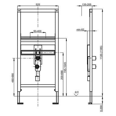 AquaFix Installation Frame For Disabled Wash Basins CMPX151 Drawing