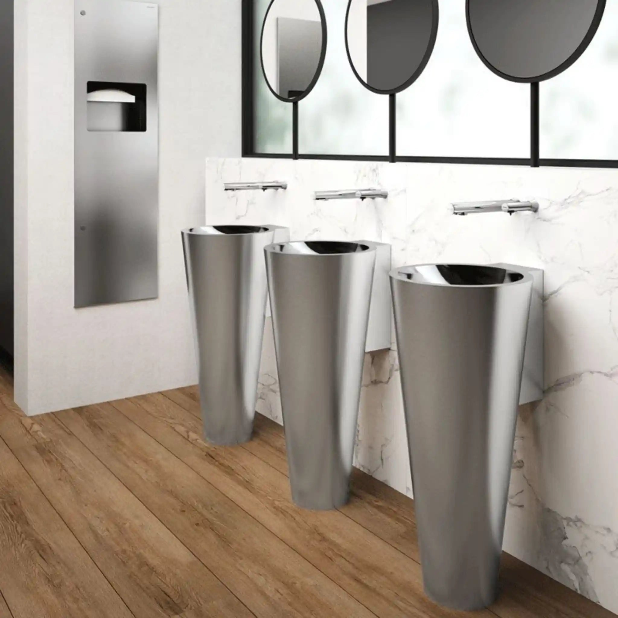 Baila Floor Standing Wash Basin in Public Washroom