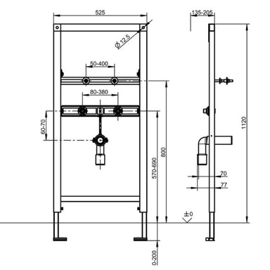 CMPX152  KWC DVS Aquafix Installation Frame For Ceramic Wash Basins Drawing