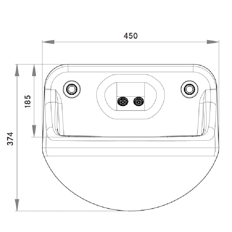 DVS VR01-030 V2 Anti Ligature, High Security Basin Dimensions, Front view