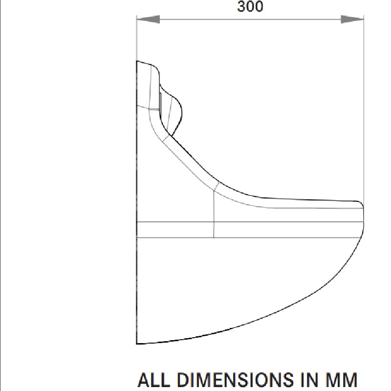 DVS VR01-030 High Security Basin Side View Dimension's 