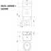 Delabie KOMPACT Combi technical drawing showing dimensions, wall hung WC combination unit, wall mounted with access panels, WC pan centred, 400mm wide 1000mm high