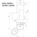 Delabie KOMPACT Combi technical drawing showing dimensions, floor standing WC combination unit, wall mounted with access panels, WC pan on left, 400mm wide 1000mm high