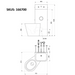 Delabie KOMPACT TC Combi technical drawing showing dimensions, floor standing WC combination unit, cross wall service duct installation, WC pan on left, 400mm wide 1000mm high