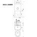 Delabie KOMPACT TC Combi technical drawing showing dimensions, floor standing WC combination unit, cross wall service duct installation, WC pan centred, 400mm wide 1000mm high