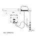 A image showing the technical drawings for the Delabie Binoptic Mix Tap Cross Wall Mounted Mains Chrome Plated