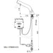 A image showing the technical drawings for the Delabie Binoptic Mix Tap Deck Mounted Battery Chrome Plated 110mm