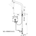A image showing the technical drawings for the Delabie Binoptic Mix Tap Deck Mounted Battery Chrome Plated 250mm