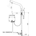 A image showing the technical drawings for the Delabie Binoptic Mix Tap Deck Mounted Battery Matte Black Chrome 170mm
