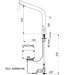 A image showing the technical drawings for the Delabie Binoptic Mix Tap Deck Mounted Battery Matte Black Chrome 250mm