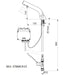 A image showing the technical drawings for the Delabie Binoptic Mix Tap Deck Mounted Mains Chrome Plated 110mm