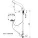 A image showing the technical drawings for the Delabie Binoptic Mix Tap Deck Mounted Mains Matte Black Chrome 110mm