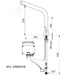 A image showing the technical drawings for the Delabie Binoptic Mix Tap Deck Mounted Mains Matte Black Chrome 250mm