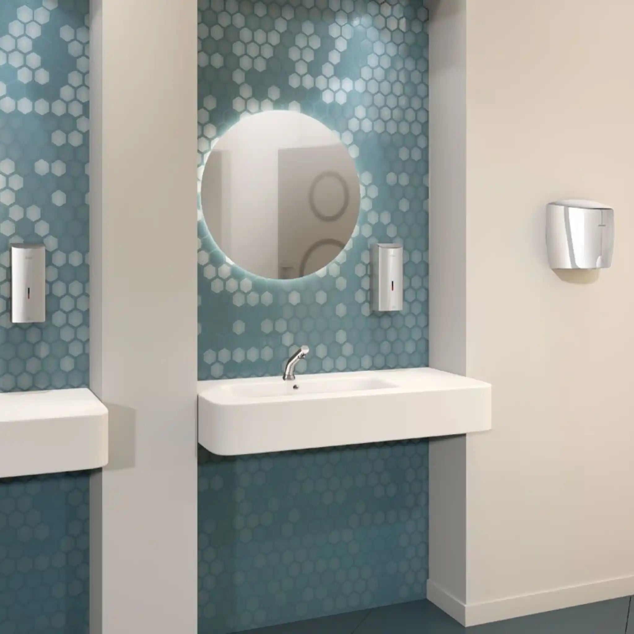 Delabie Binoptic Deck Mounted Tap Chrome Plated 110mm in Public Washroom
