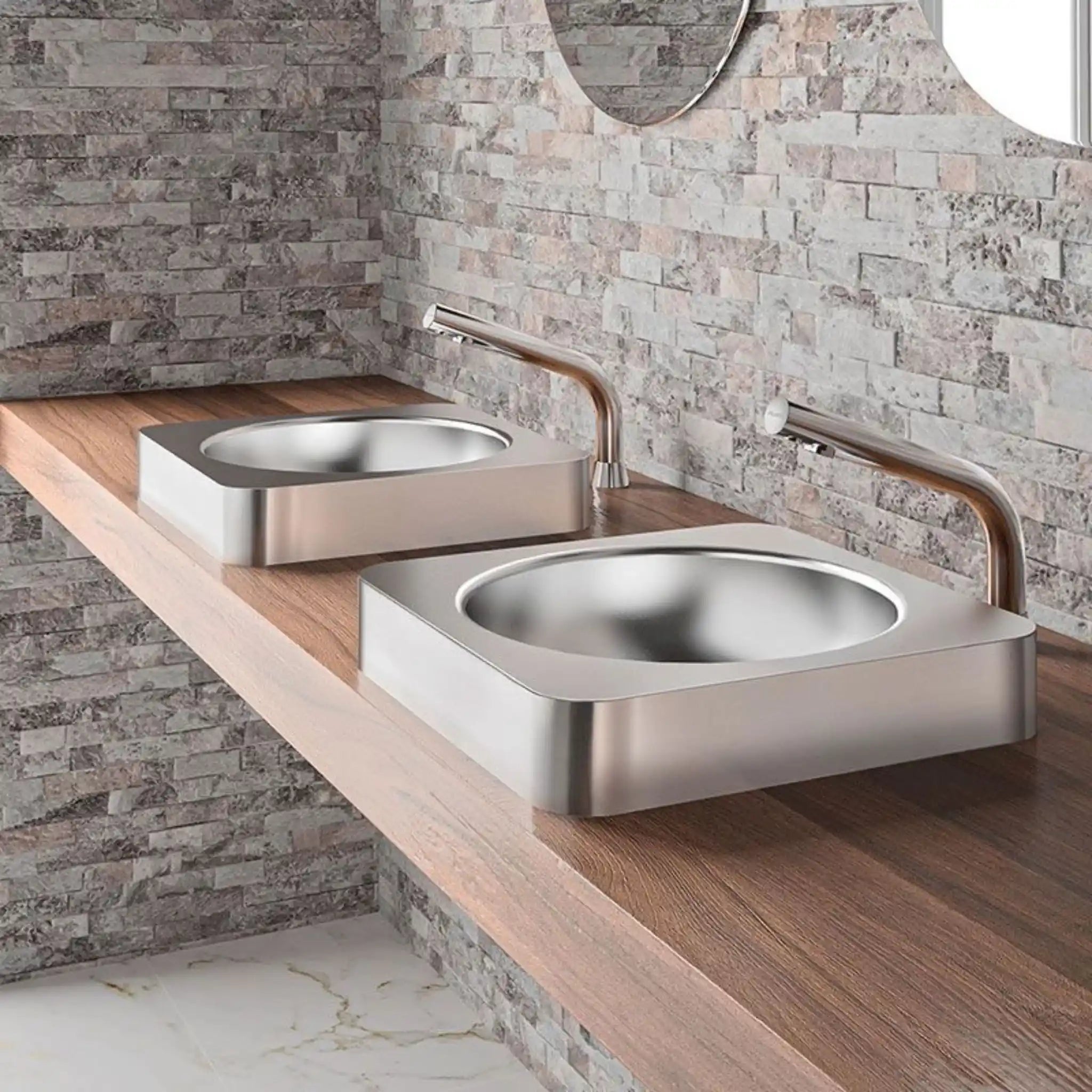 Delabie Binoptic Deck Mounted Tap Chrome Plated 170mm in Washroom