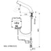 A image showing the technical drawings for the Delabie Binoptic Tap Deck Mounted Battery Chrome Plated 110mm