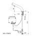A image showing the technical drawings for the Delabie Binoptic Tap Deck Mounted Battery Matte Black Chrome 110mm