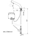 A image showing the technical drawings for the Delabie Binoptic Tap Deck Mounted Mains Chrome Plated 110mm