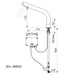 A image showing the technical drawings for the Delabie Binoptic Tap Deck Mounted Mains Matte Black Chrome 170mm