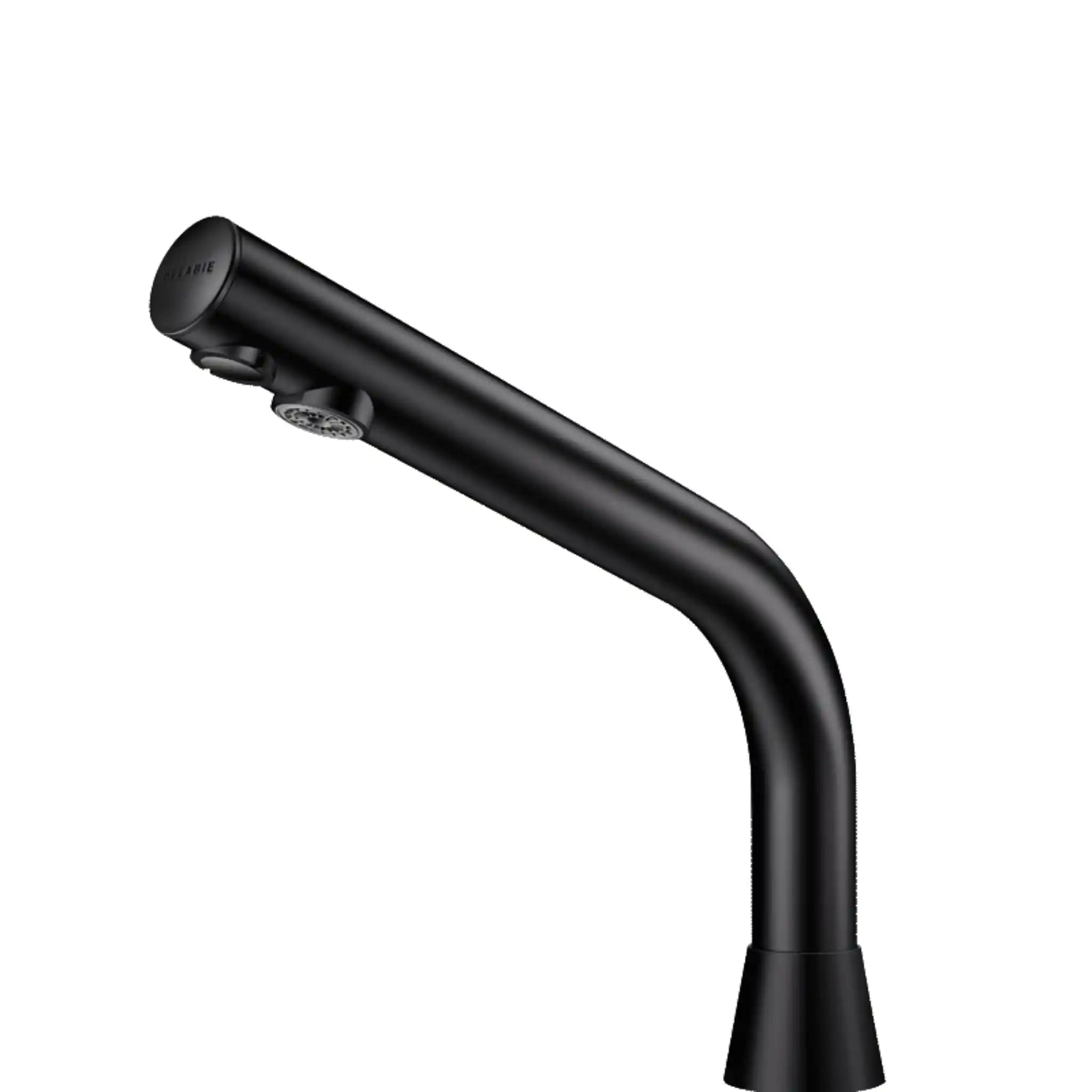 An image of Delabie Binoptic Deck Mounted Tap in Matte Black Chrome 170mm
