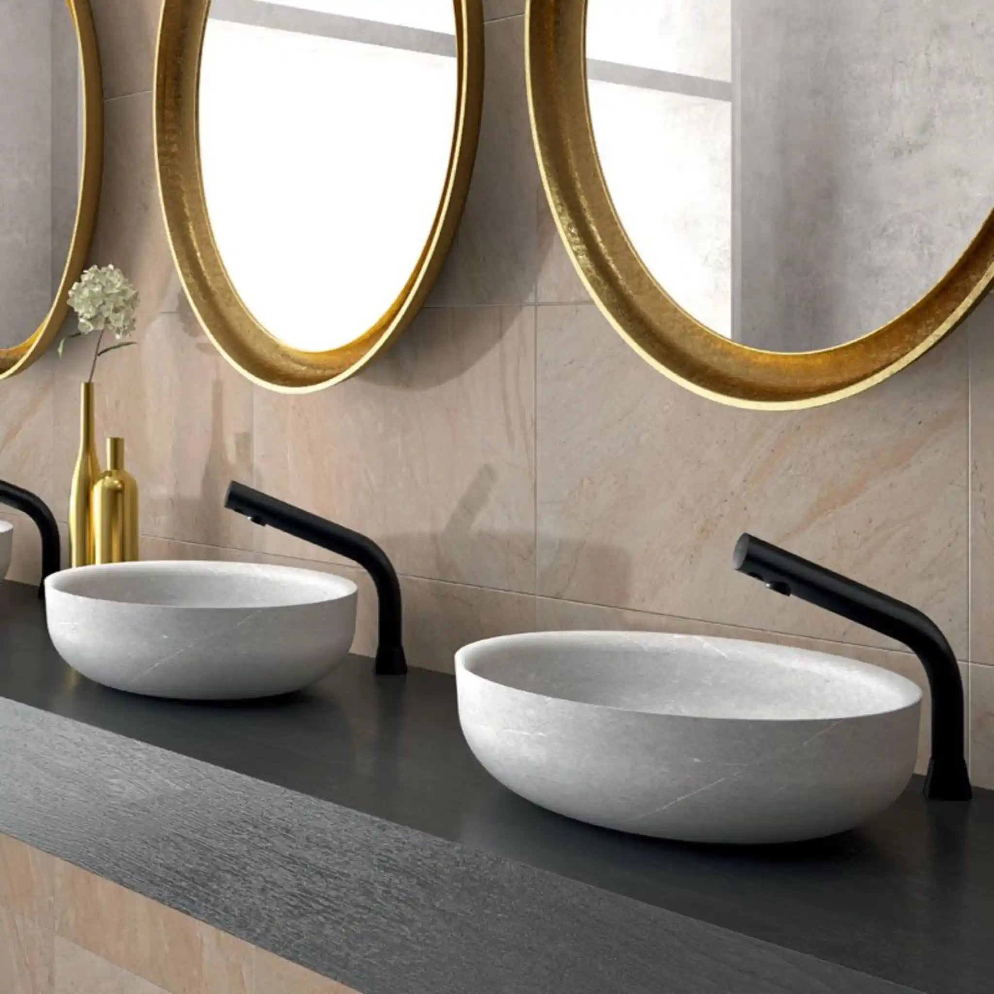 Delabie Binoptic Deck Mounted Tap Matte Black Chrome 170mm in Washwoom