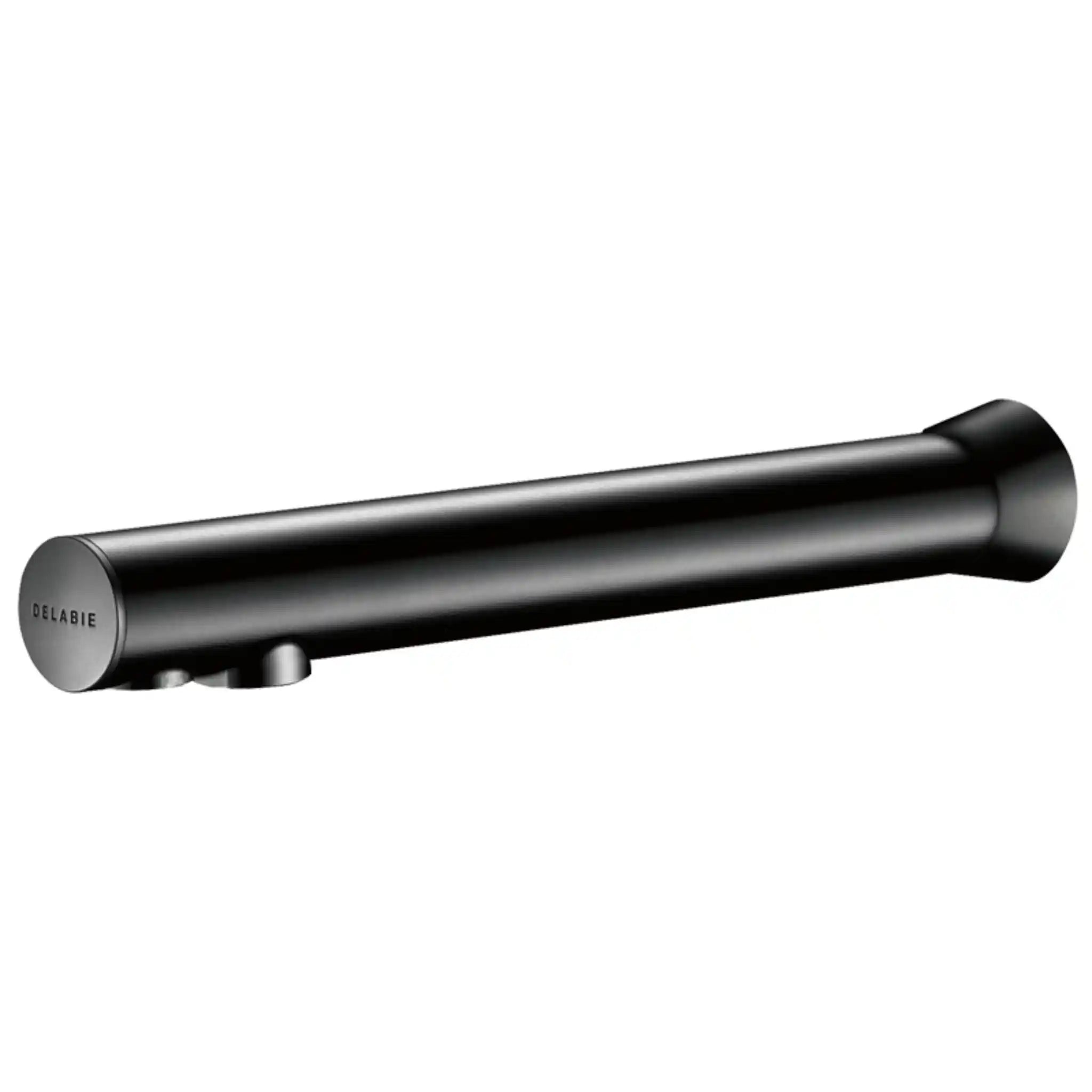 An image of Delabie Binoptic Wall Mounted Tap in Matte Black Chrome 205mm