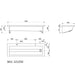 A image showing the technical drawings for the Delabie Canal Wash Trough 1200mm 22mm Tap Holes Right Waste Trap