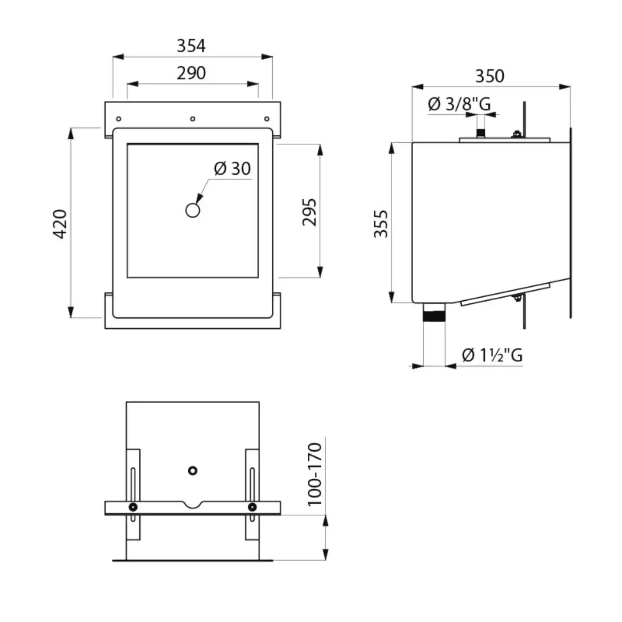 A Technical Drawings for Delabie Commissariat Vandal Resistant Washbasin