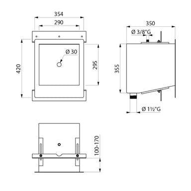 A Technical Drawings for Delabie Commissariat Vandal Resistant Washbasin