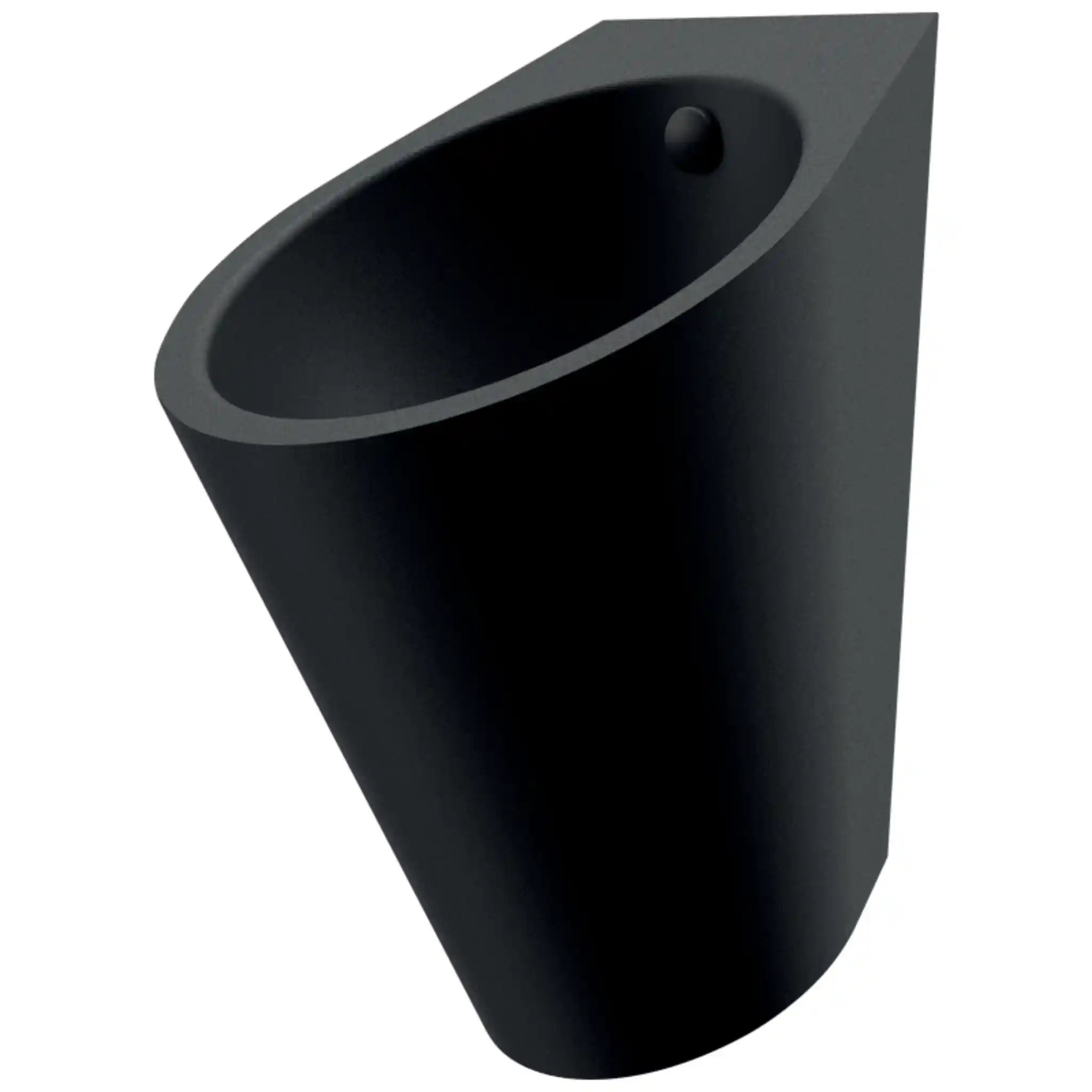 An image of Delabie Fino Urinal Matte Black Rear Water Inlet Recessed