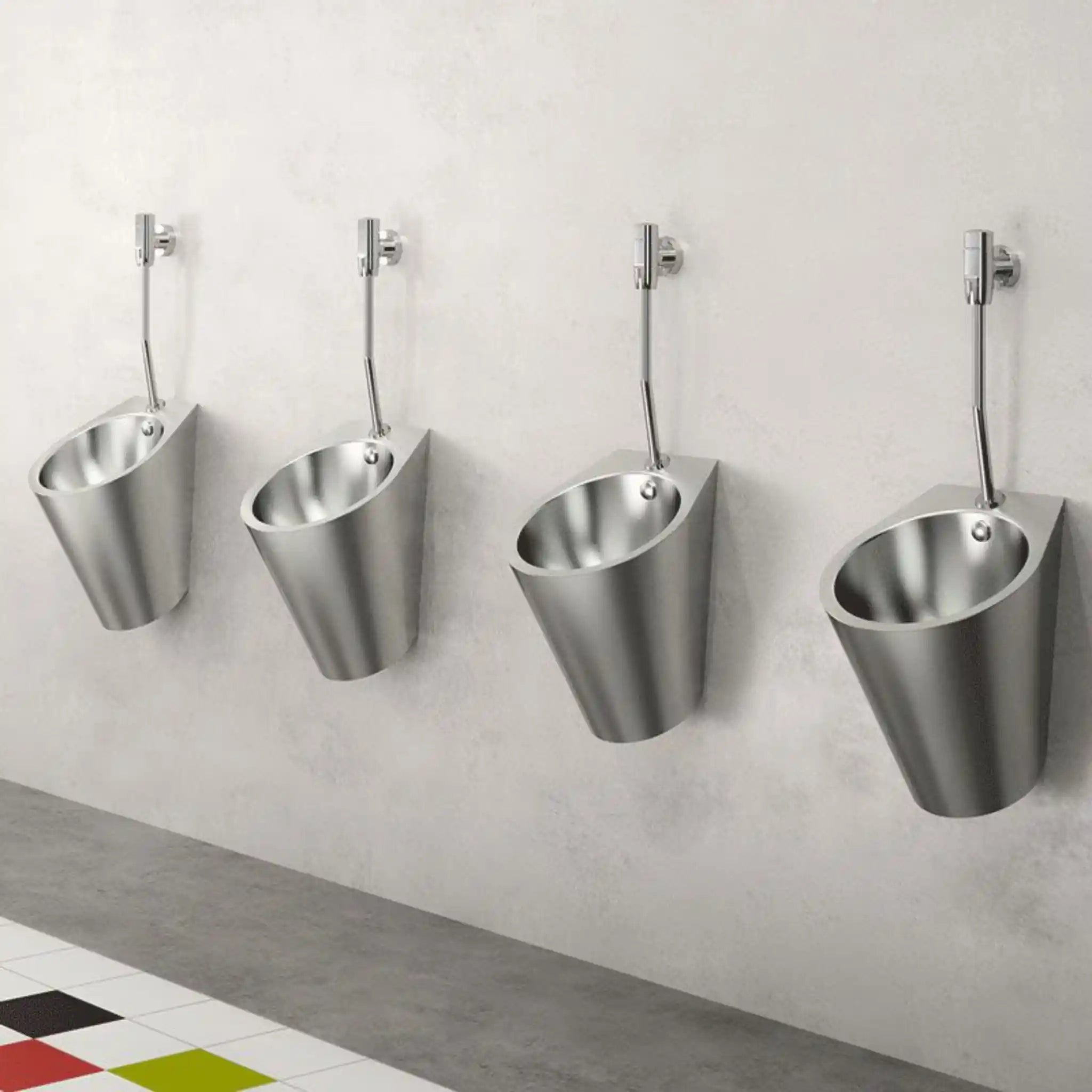 Fino Wall Hung Urinal Polished Satin Finish  Recessed Horizontal mounted on the Wall
