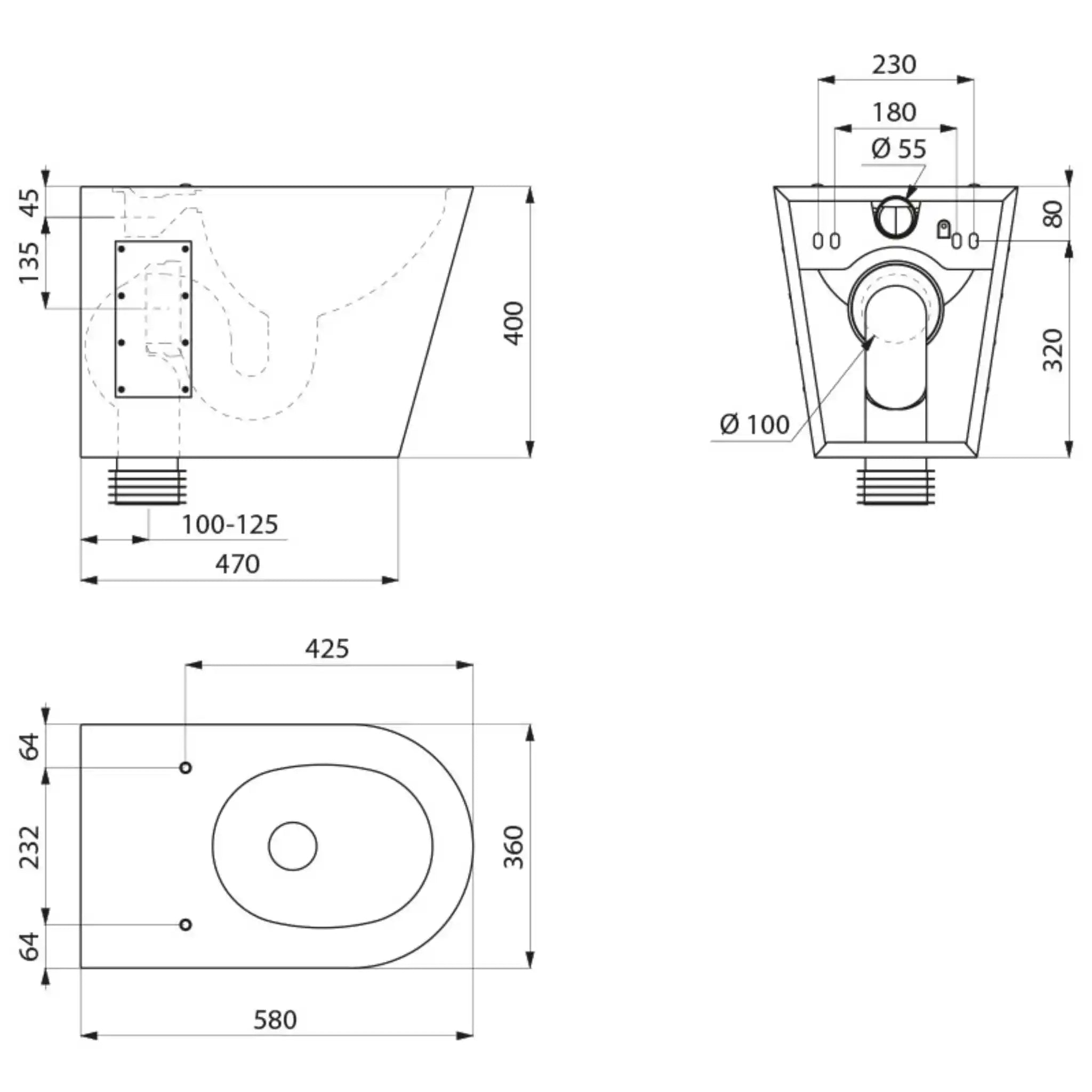 A Technical Drawings for Delabie Floor Standing S 21 P WC
