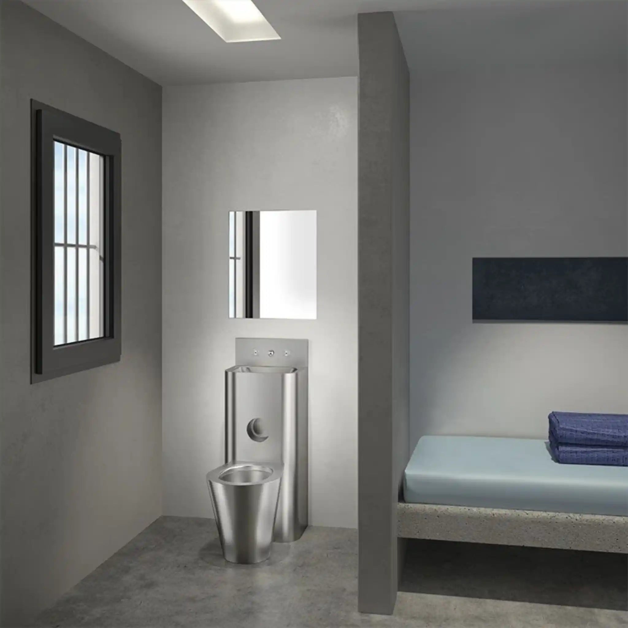 A image showing the Delabie Kompact installed in a prison cell