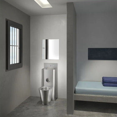 A image showing the Delabie Kompact installed in a prison cell