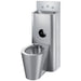 Delabie KOMPACT TC Combi stainless steel washbasin and floor standing WC combination unit, cross wall service duct installation, WC pan centred, polished satin 304 stainless steel