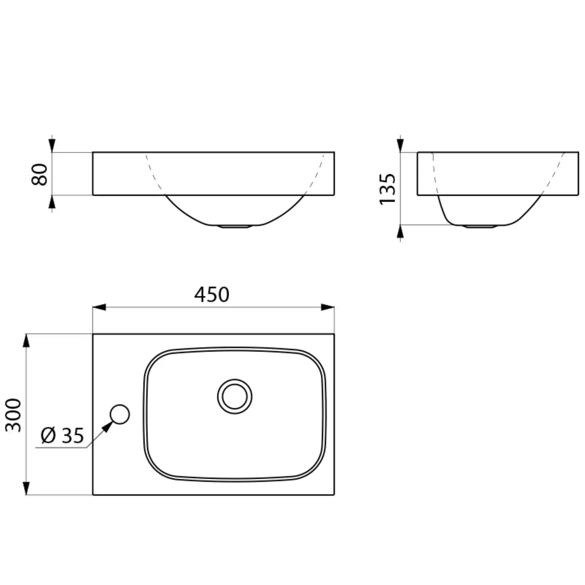 Technical Drawings for Delabie LAVANDO Washbasin
