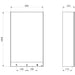 An image showing the technical drawings for the Delabie Mirror Cabinet 4 in 1 600mm