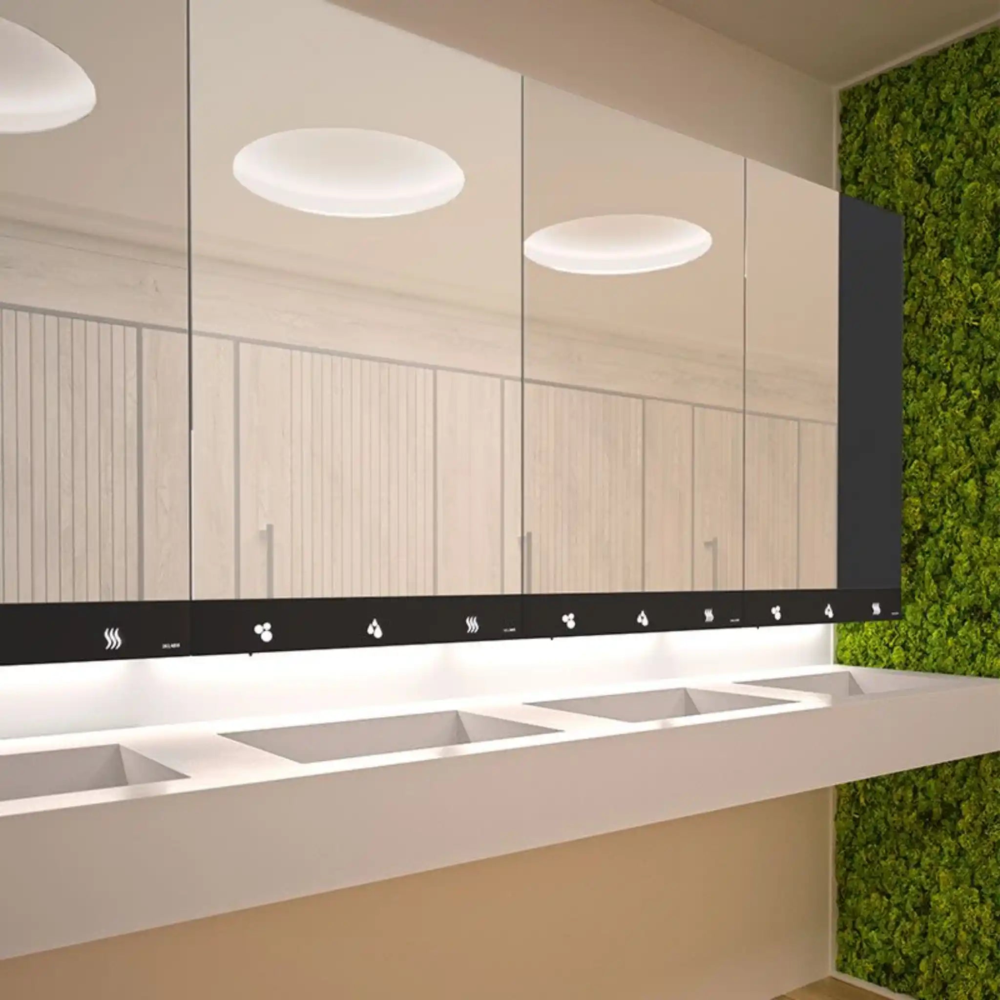 Delabie Mirror Cabinet 4 in 1 installed in a Public Washroom